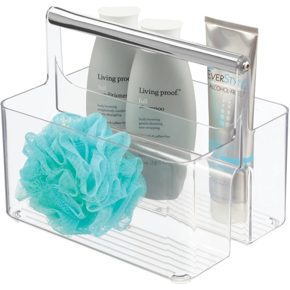 image:imagemDesign Shower Caddy Storage Plastic Organizer Light PinkRose GoldClearChrome