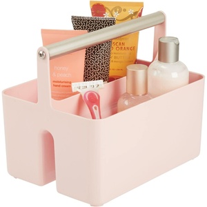 mDesign Shower Caddy Storage – Plastic Organizer – Light Pink/Rose Gold(Light Pink/Satin)