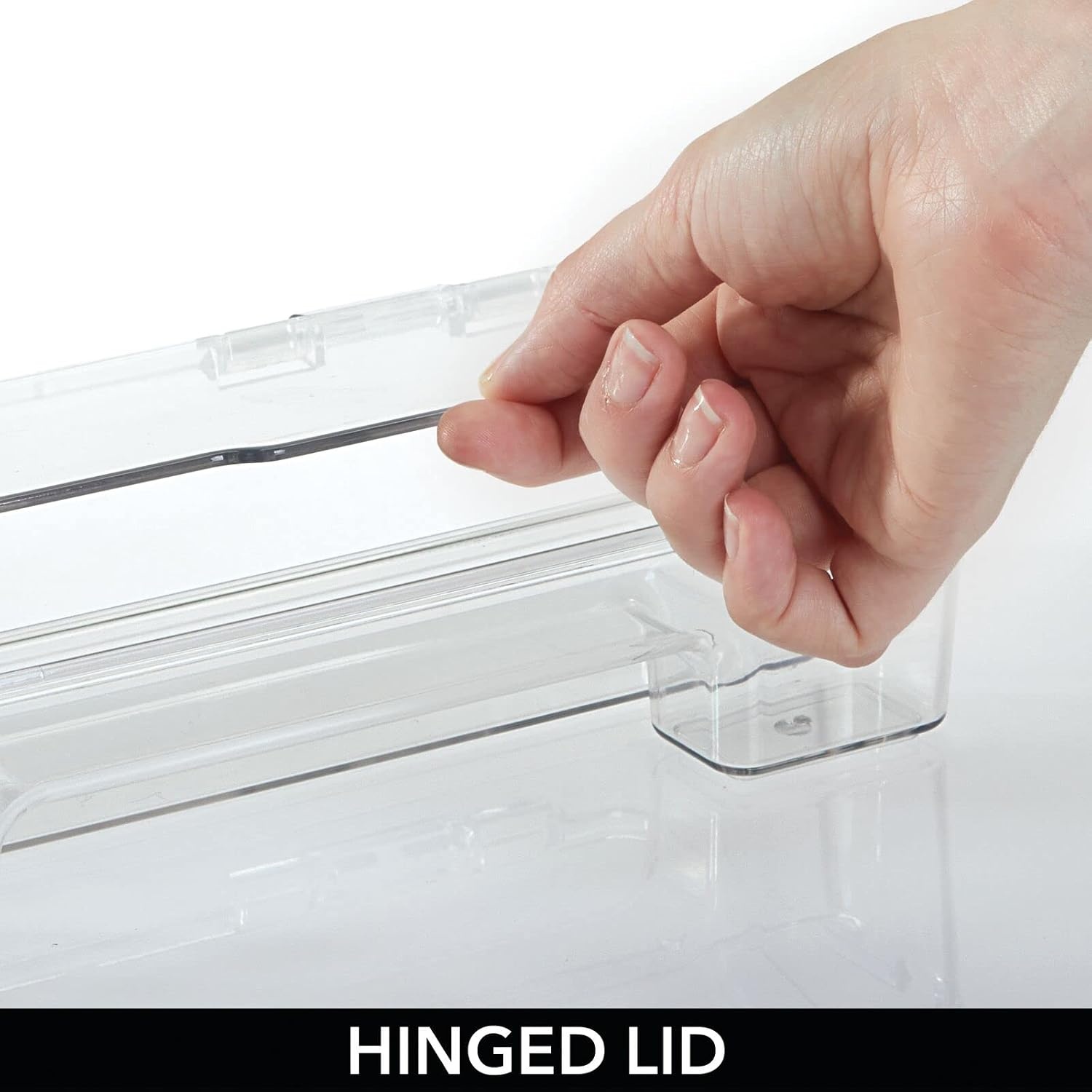 image:imagemDesign Plastic Toothbrush Holder Storage Organizer Bin for Bathroom Vanity Cabinet Closet Drawer Holds Electric Toothbrush Toothpaste Dental Floss Teeth Whitening Strips Hinged Lid Clear
