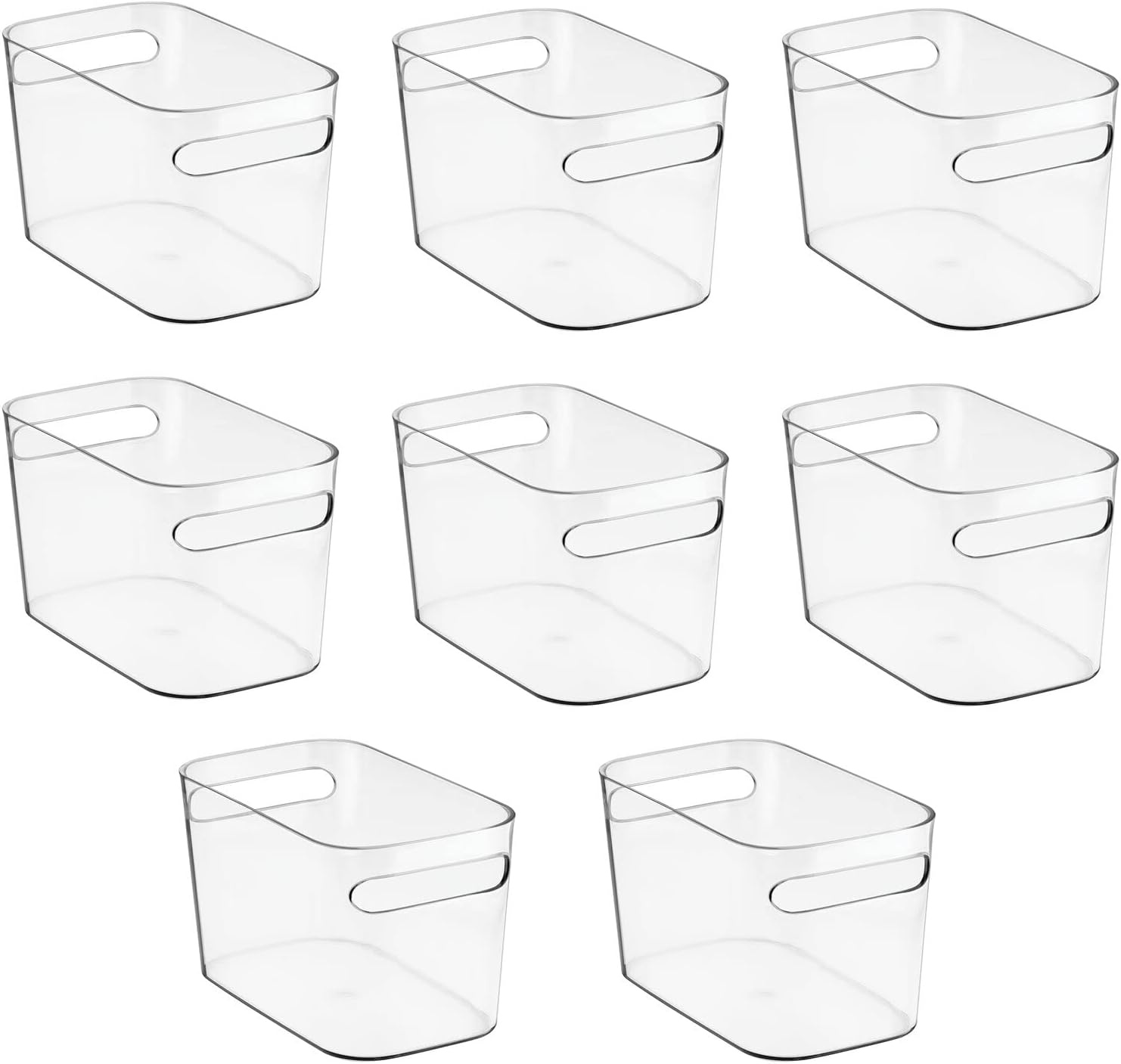 image:imagemDesign Deep Plastic Bathroom Bin with Handles Storage Organizer for Vanity Countertop Hold Soap Body Wash Shampoo Lotion Conditioner Hand Towels 10 Long Aura Collection 8 Pack Clear
