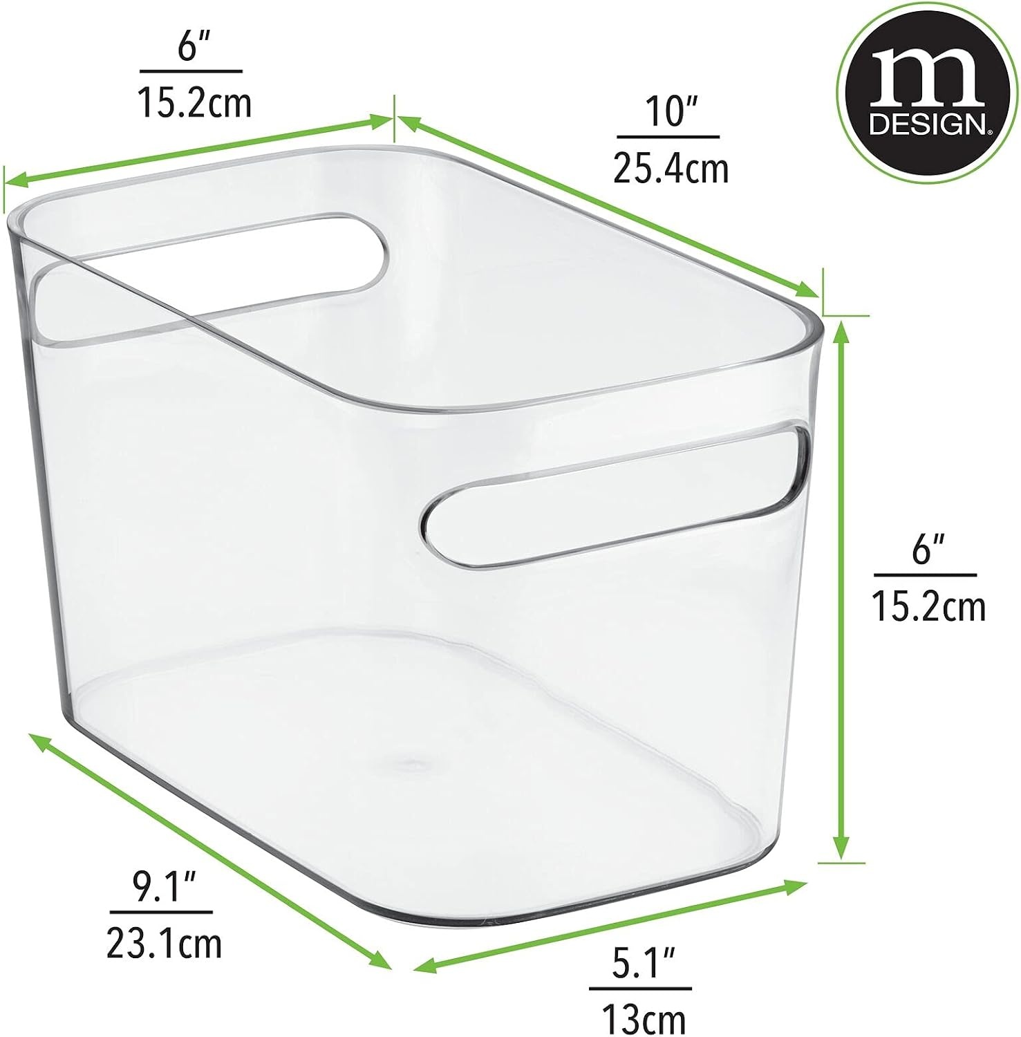 image:imagemDesign Deep Plastic Bathroom Bin with Handles Storage Organizer for Vanity Countertop Hold Soap Body Wash Shampoo Lotion Conditioner Hand Towels 10 Long Aura Collection 8 Pack Clear