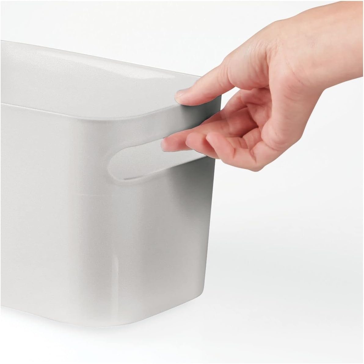 image:imagemDesign Deep Plastic Bathroom Bin with Handles Storage Organizer for Vanity Countertop Hold Soap Body Wash Shampoo Lotion Conditioner Hand Towels 10 Long Aura Collection 8 Pack Light Gray