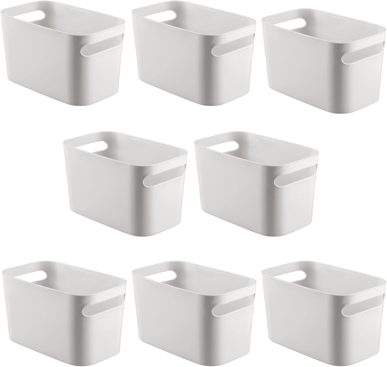 image:imagemDesign Deep Plastic Bathroom Bin with Handles Storage Organizer for Vanity Countertop Hold Soap Body Wash Shampoo Lotion Conditioner Hand Towels 10 Long Aura Collection 8 Pack Light Gray
