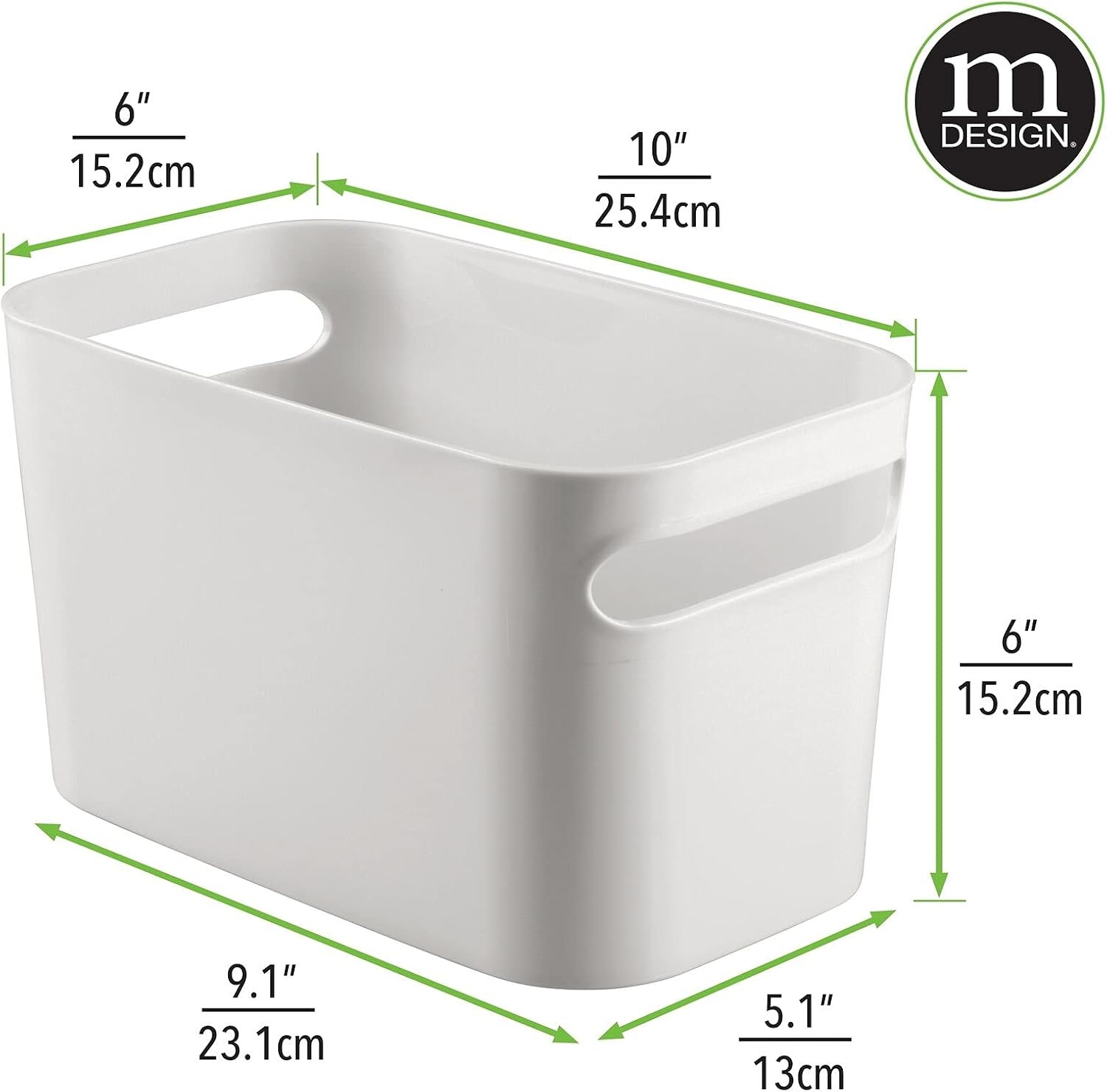 image:imagemDesign Deep Plastic Bathroom Bin with Handles Storage Organizer for Vanity Countertop Hold Soap Body Wash Shampoo Lotion Conditioner Hand Towels 10 Long Aura Collection 8 Pack Light Gray
