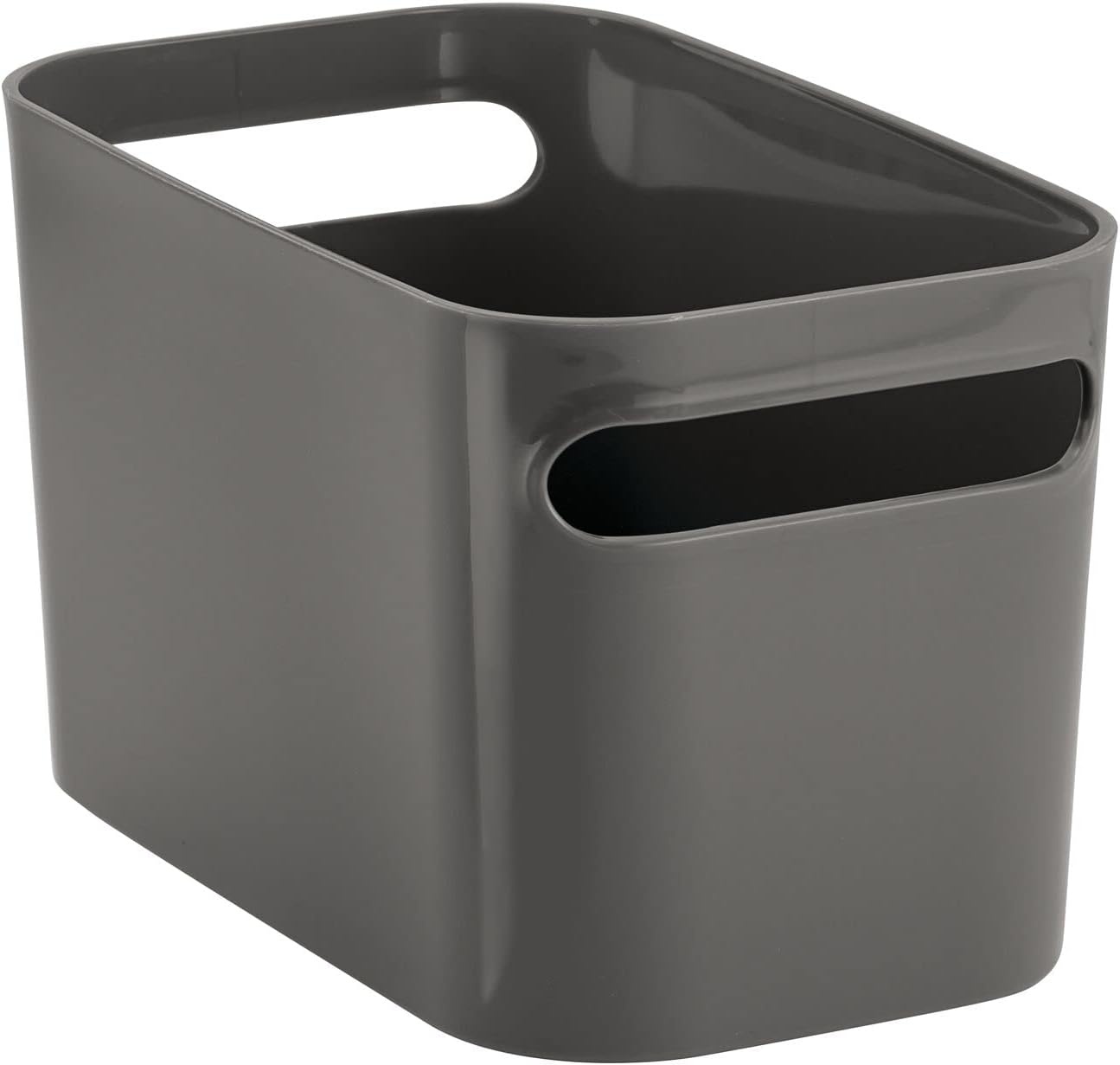 image:imagemDesign Deep Plastic Bathroom Vanity Storage Bin with Handles Organizer for Hand Soap Body Wash Shampoo Lotion 4 Pack Charcoal Gray