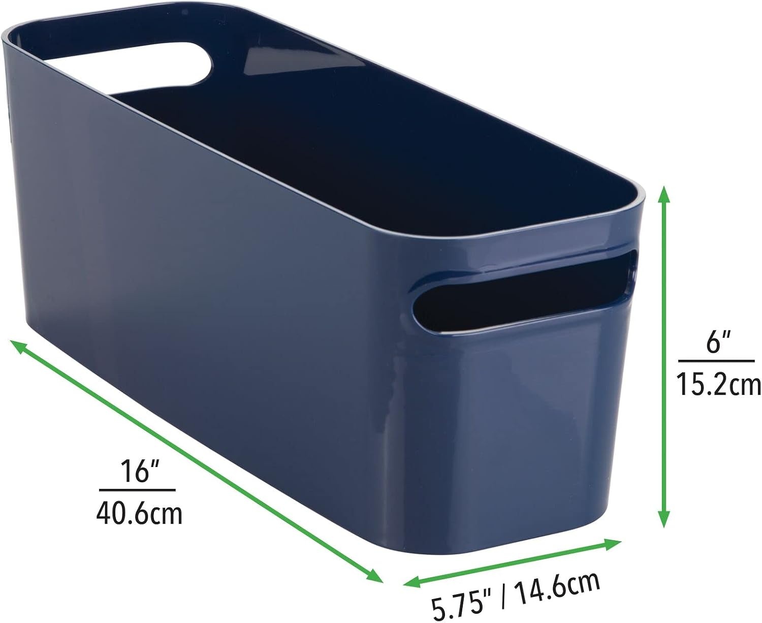 image:imagemDesign Large Plastic Storage Bin with Handles for Bathroom Cupboard Cabinet Under Sink or Counter Holds Toilet Paper Hair Tools Makeup Accessories 16 Long Aura Collection 8 Pack Navy Blue