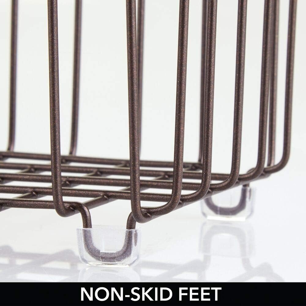 image:imagemDesign Metal Bathroom Storage Organizer Basket Bin Farmhouse Wire Grid Design for Cabinets Shelves Closets Vanity Countertops Bedrooms Under Sinks Large 4 Pack Bronze
