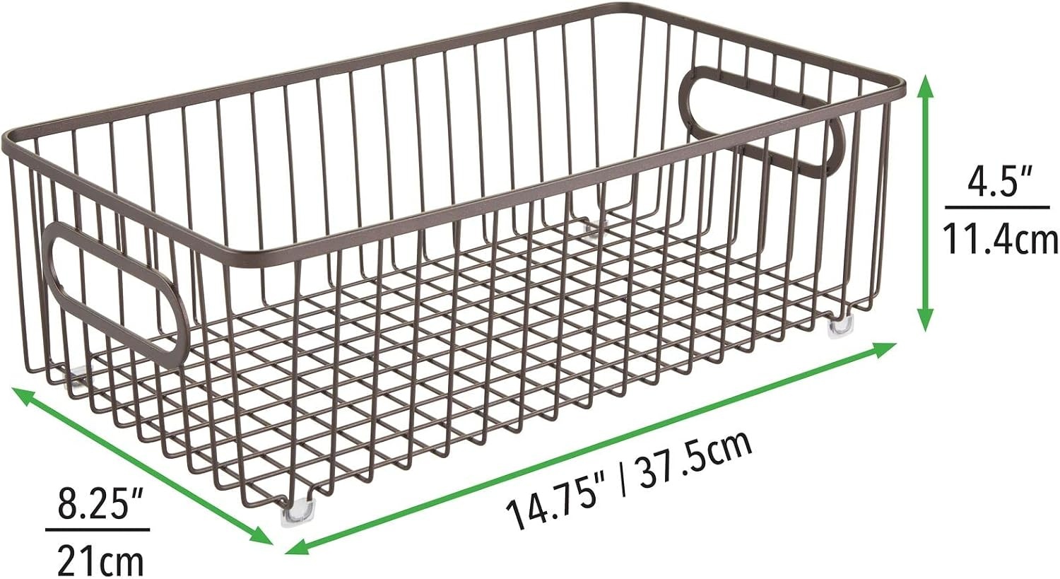 image:imagemDesign Metal Bathroom Storage Organizer Basket Bin Farmhouse Wire Grid Design for Cabinets Shelves Closets Vanity Countertops Bedrooms Under Sinks Large 4 Pack Bronze