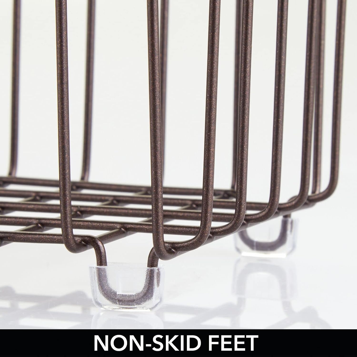 image:imagemDesign Metal Bathroom Storage Organizer Basket Bin Farmhouse Wire Grid Design for Cabinets Shelves Closets Vanity Countertops Bedrooms Under Sinks Large 4 Pack Bronze
