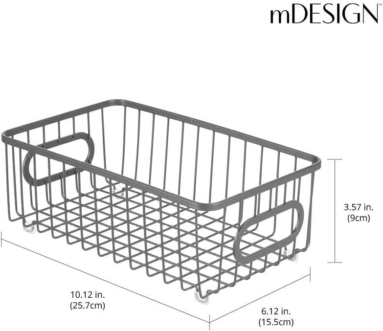image:imagemDesign Metal Bathroom Storage Organizer Basket Bin Modern Wire Grid Design for Organization in Cabinets Shelves Closets on Countertops Bedroom Under Sink Small 4 Pack Graphite Gray