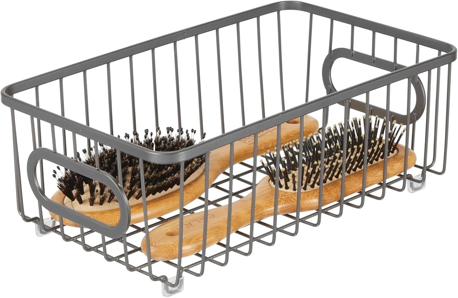 image:imagemDesign Metal Bathroom Storage Organizer Basket Bin Modern Wire Grid Design for Organization in Cabinets Shelves Closets on Countertops Bedroom Under Sink Small 4 Pack Graphite Gray