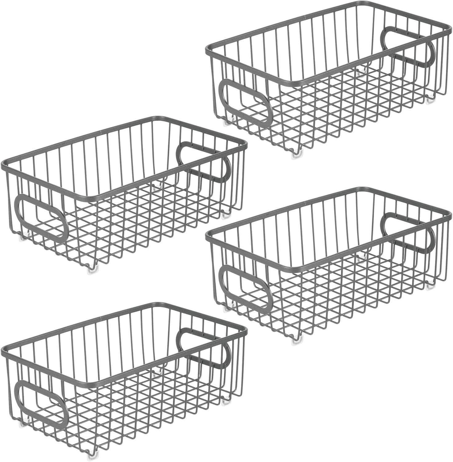 image:imagemDesign Metal Bathroom Storage Organizer Basket Bin Modern Wire Grid Design for Organization in Cabinets Shelves Closets on Countertops Bedroom Under Sink Small 4 Pack Graphite Gray