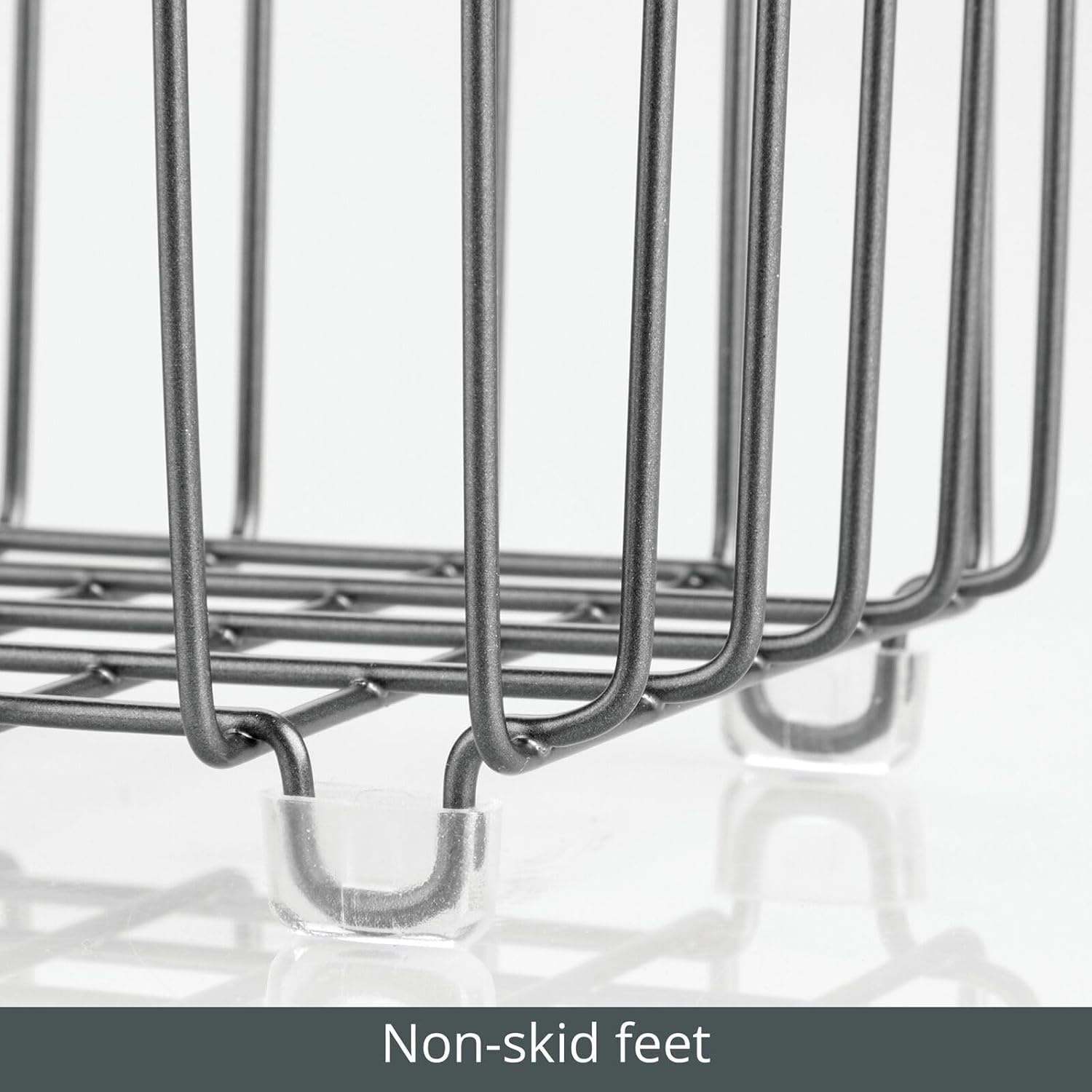 image:imagemDesign Metal Bathroom Storage Organizer Basket Bin Modern Wire Grid Design for Organization in Cabinets Shelves Closets on Countertops Bedroom Under Sink Small 4 Pack Graphite Gray