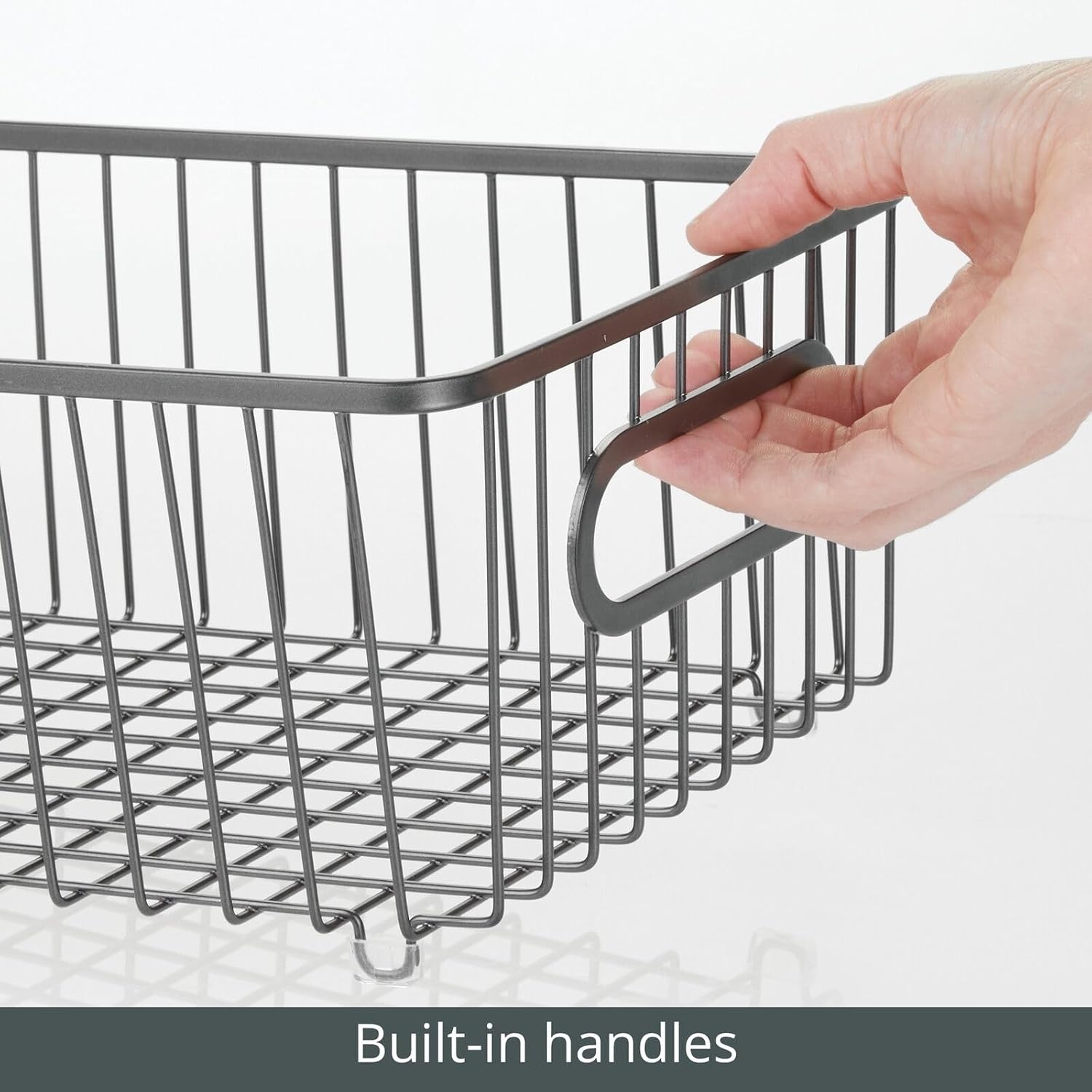 image:imagemDesign Metal Bathroom Storage Organizer Basket Bin Modern Wire Grid Design for Organization in Cabinets Shelves Closets on Countertops Bedroom Under Sink Small 4 Pack Graphite Gray