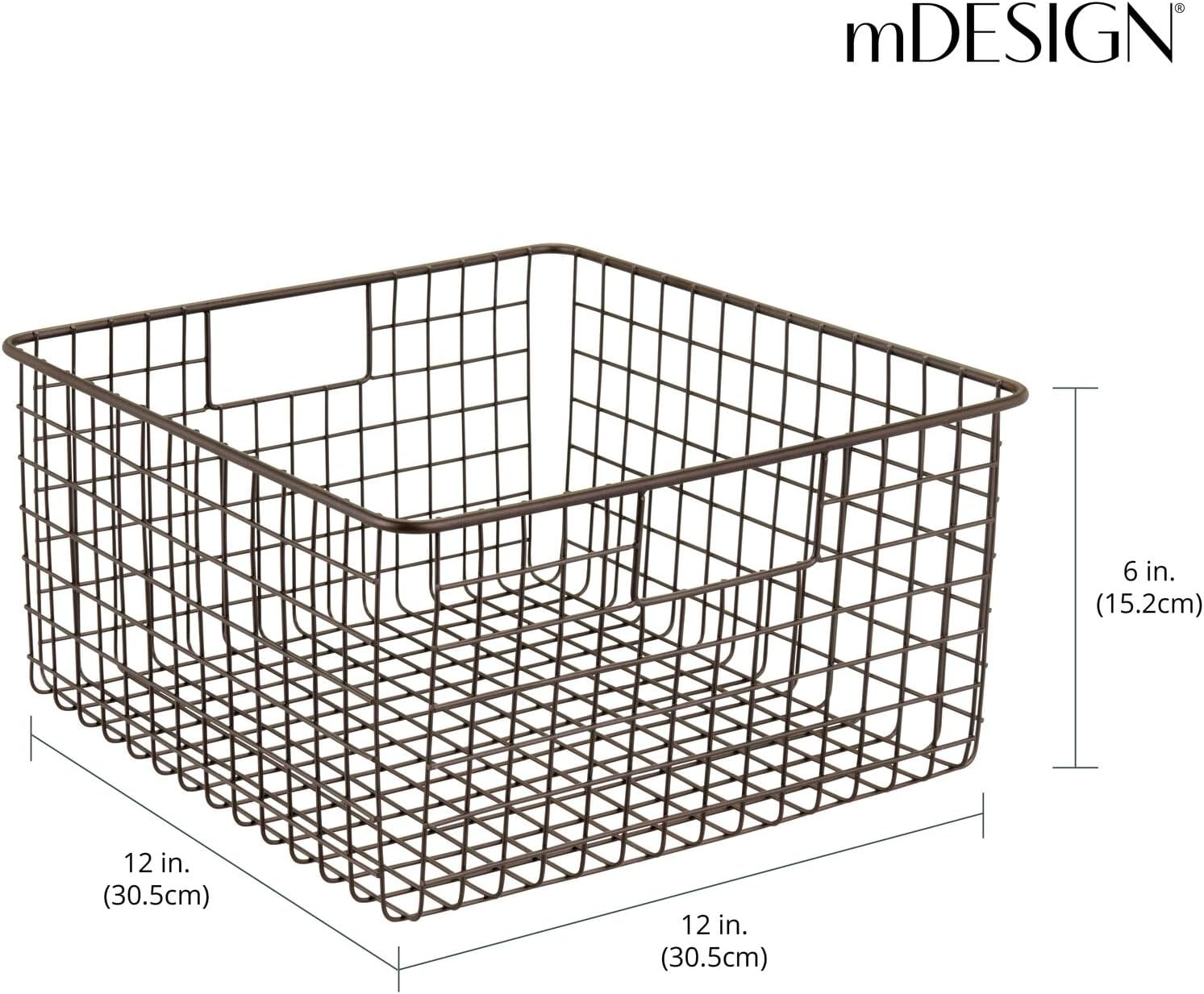 image:imagemDesign Metal Wire Bathroom Storage Basket Organizer with Handles Organize MasterGuest Bathrooms Linen Hallway or Entryway Closets Bedroom Laundry Room Concerto Collection 2 Pack Bronze