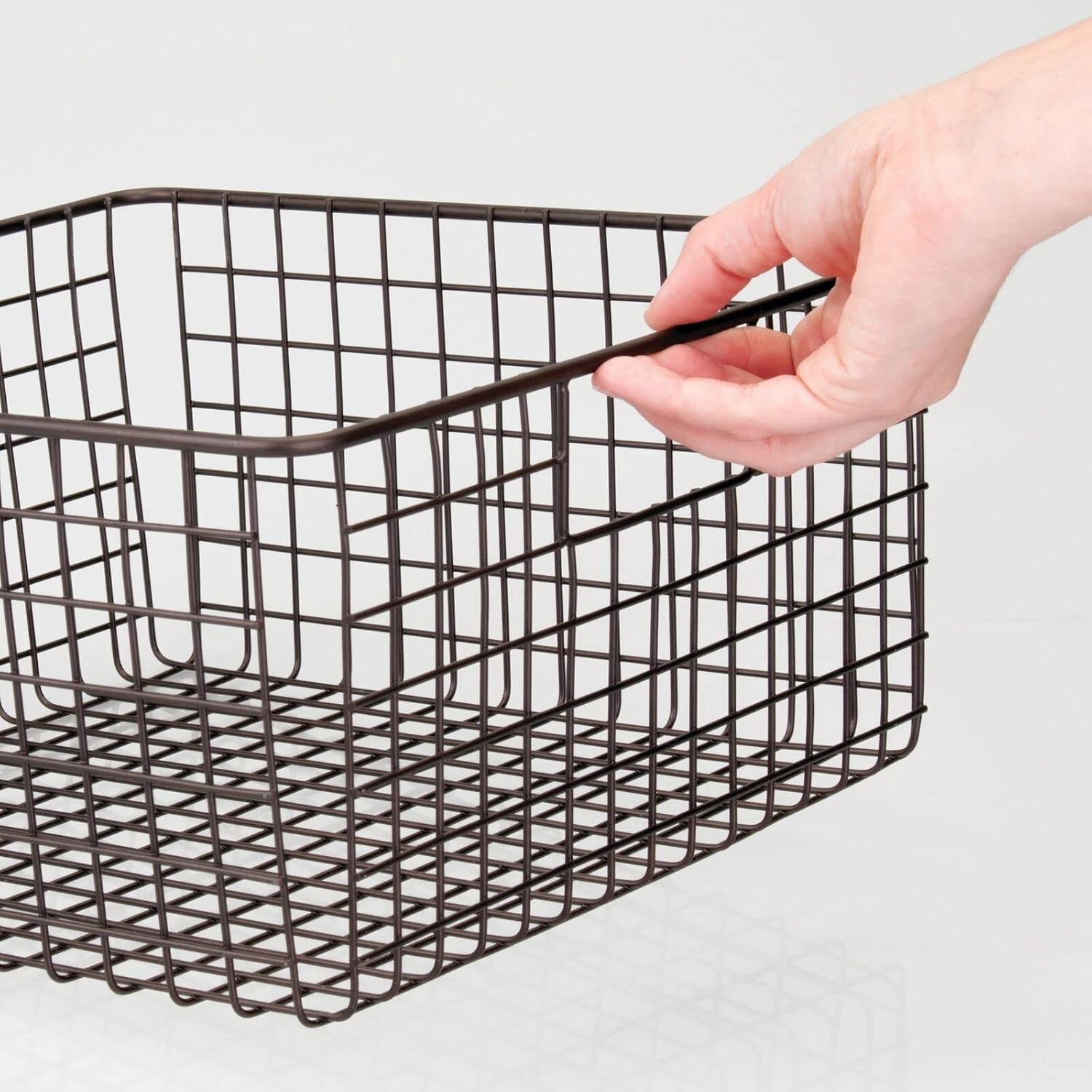 image:imagemDesign Metal Wire Bathroom Storage Basket Organizer with Handles Organize MasterGuest Bathrooms Linen Hallway or Entryway Closets Bedroom Laundry Room Concerto Collection 2 Pack Bronze