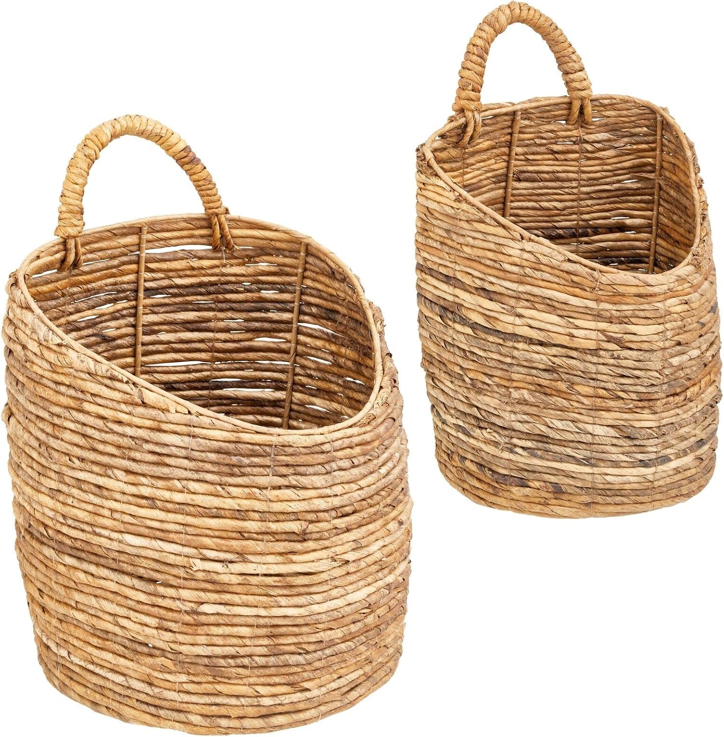 image:imagemDesign Woven Banana Bark Hanging Wall Storage Basket for Flowers amp Essentials Decorative Boho Mounted Organizer for Pantry Closet Bathroom and The Door Set of 2 NaturalTan