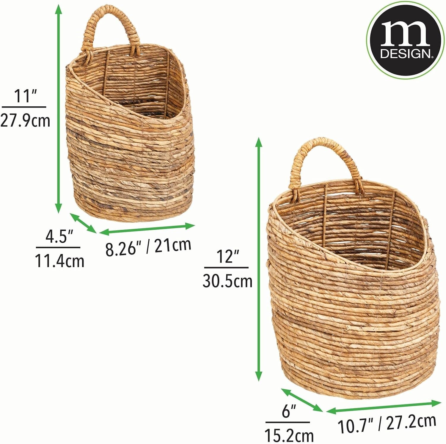 image:imagemDesign Woven Banana Bark Hanging Wall Storage Basket for Flowers amp Essentials Decorative Boho Mounted Organizer for Pantry Closet Bathroom and The Door Set of 2 NaturalTan