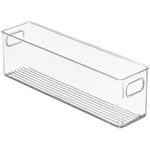 mDesign Plastic Bathroom Organizer – Storage Holder Bin with Handles for Vanity, Cupboard, Cabinet Shelf, Linen or Hallway Closets, Holds Styling Tools, Beauty Products – Ligne Collection, Clear