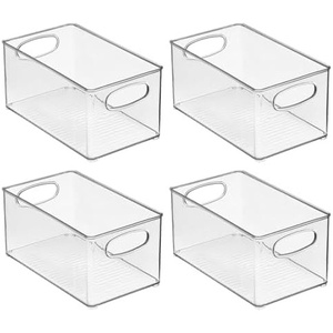 mDesign Plastic Home Closet Organizer – Basket Storage Holder Bin w/ Handles for Bedroom, Bathroom, Cabinet Shelves, Entryway, and Hallway – Holds Sweaters, Purses – Ligne Collection – 4 Pack – Clear(10 x 6 x 5 (Pack of 4))