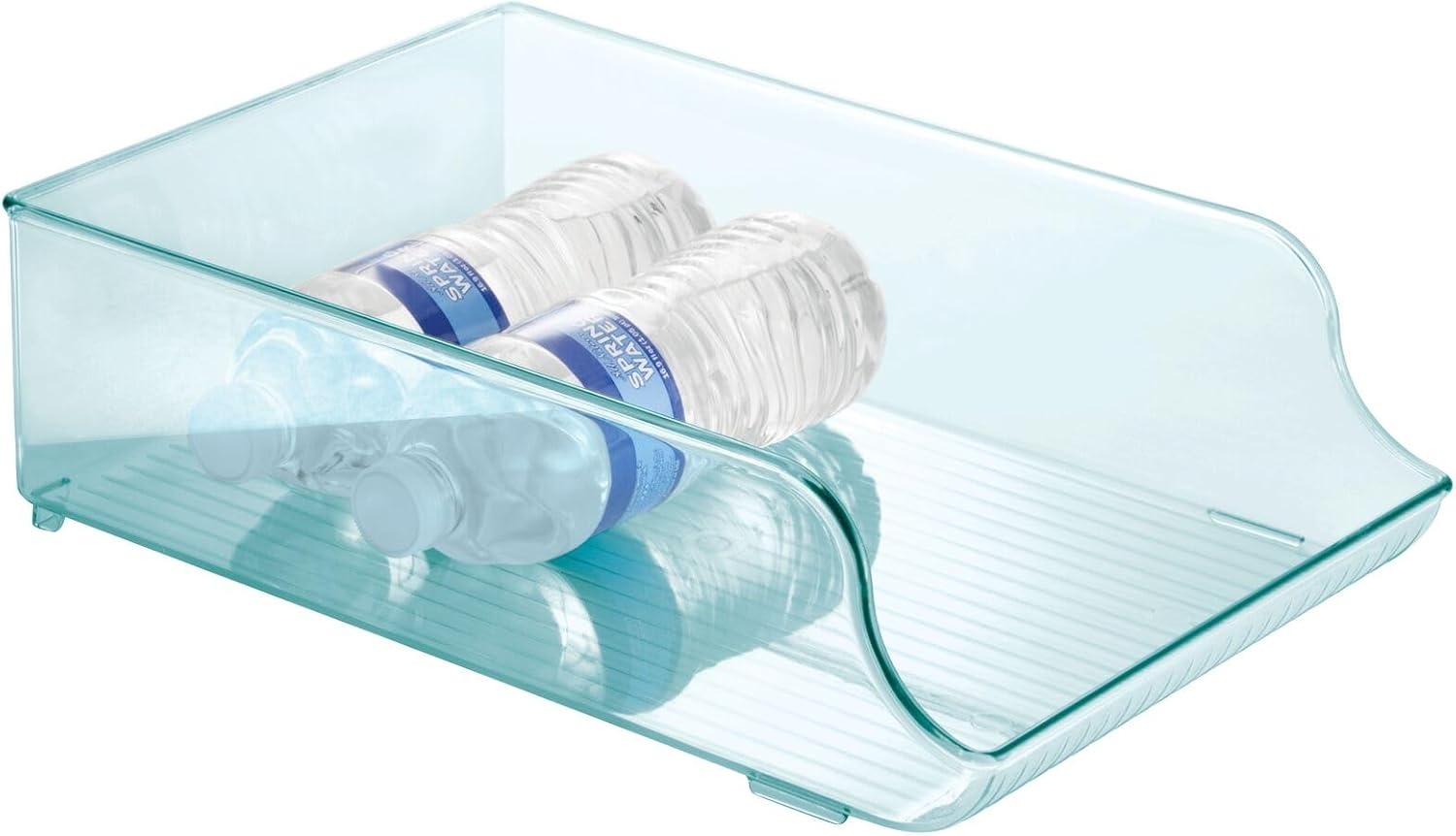 image:imagemDesign Wide Plastic Kitchen Water Bottle Storage Organizer Tray Rack Holder and Dispenser for Refrigerators Freezers Cabinets Pantry Garage Sea BlueSea Blue